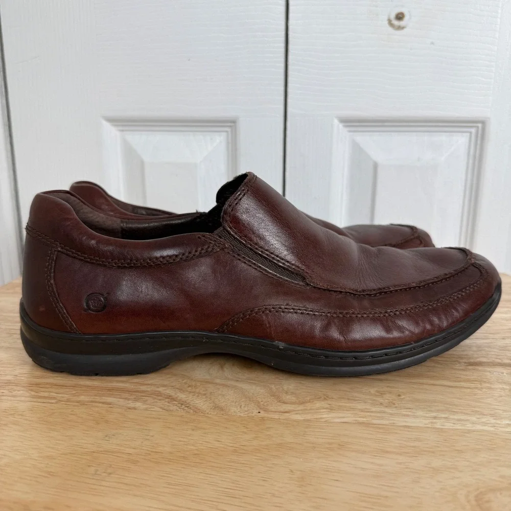 Born Harrison Slip On Loafers 11.5 Brown Leather Minimalist Business Casual